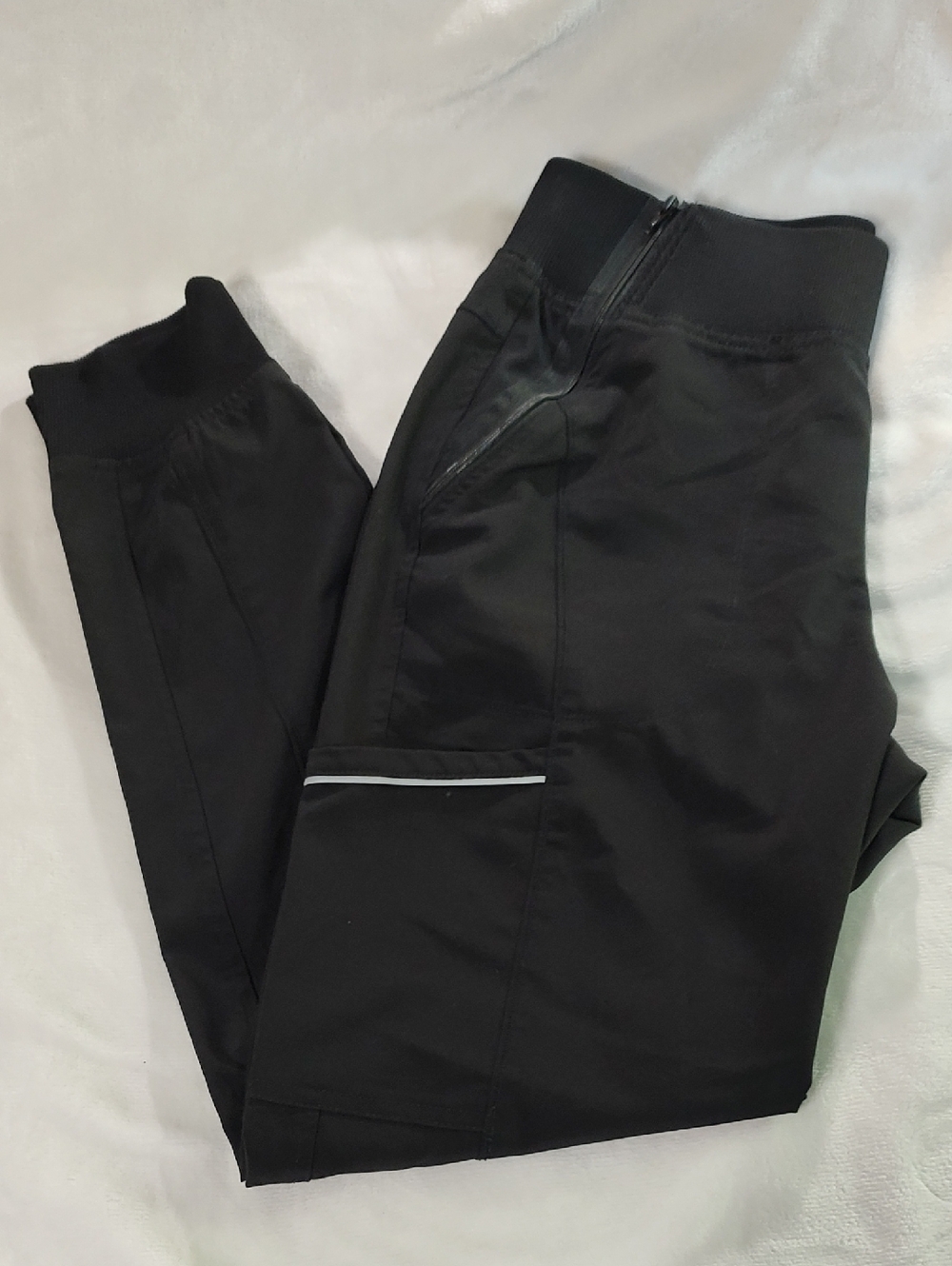 Women's Black Reflective-Trim Jogger Pants
